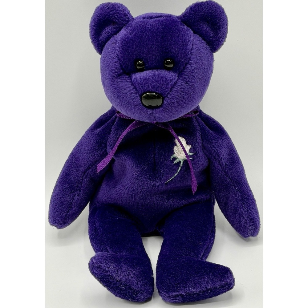 1st EDITION Ty Beanie Baby PRINCESS Diana Bear 1997 with PVC  PELLETS.